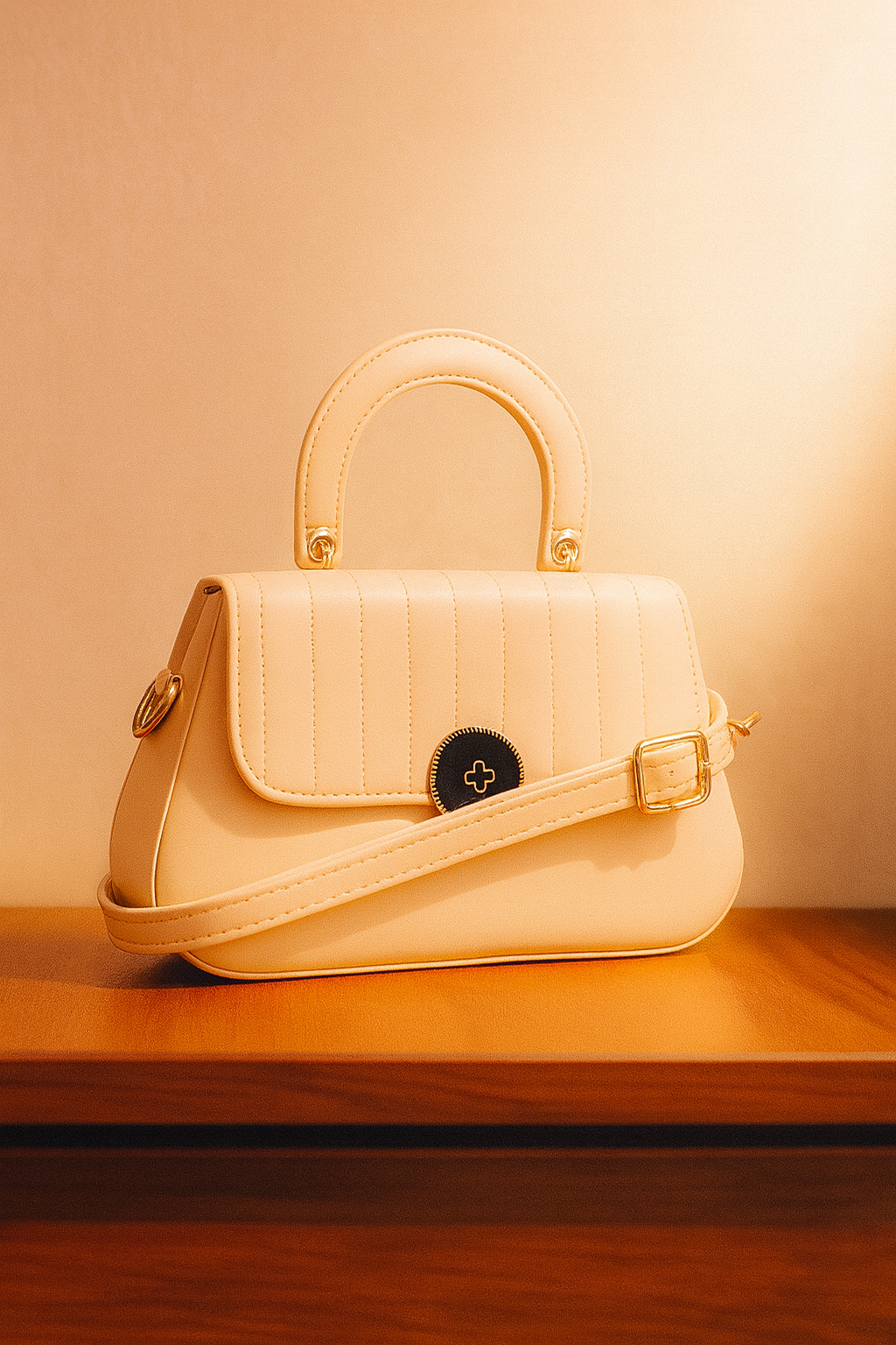 Premium Quilted Beige Shoulder Bag